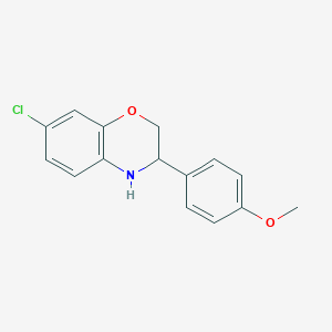 molecular formula C15H14ClNO2 B13009096 7-Chloro-3-(4-methoxyphenyl)-3,4-dihydro-2H-benzo[b][1,4]oxazine 