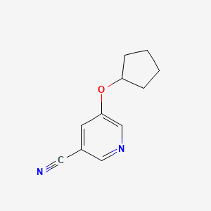 molecular formula C11H12N2O B13009197 5-(Cyclopentyloxy)nicotinonitrile 