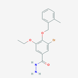 molecular formula C17H19BrN2O3 B13009262 3-Bromo-5-ethoxy-4-((2-methylbenzyl)oxy)benzohydrazide 