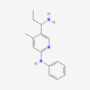 molecular formula C15H19N3 B13009289 5-(1-Aminopropyl)-4-methyl-N-phenylpyridin-2-amine 