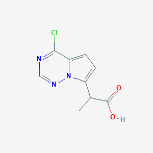 molecular formula C9H8ClN3O2 B13009421 2-(4-Chloropyrrolo[2,1-f][1,2,4]triazin-7-yl)propanoicacid 