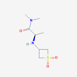 molecular formula C8H16N2O3S B13009579 (R)-2-((1,1-Dioxidothietan-3-yl)amino)-N,N-dimethylpropanamide 