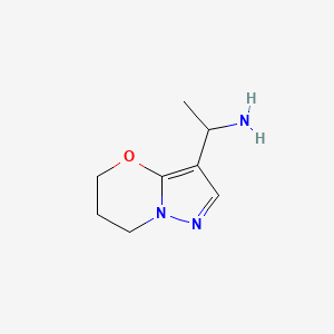 molecular formula C8H13N3O B13009609 1-(6,7-Dihydro-5H-pyrazolo[5,1-b][1,3]oxazin-3-yl)ethanamine 