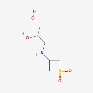 molecular formula C6H13NO4S B13009714 3-((2,3-Dihydroxypropyl)amino)thietane1,1-dioxide 