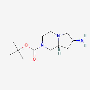 molecular formula C12H23N3O2 B13010015 tert-Butyl(7S,8aR)-7-aminohexahydropyrrolo[1,2-a]pyrazine-2(1H)-carboxylate 