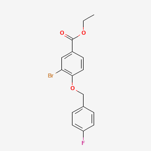 molecular formula C16H14BrFO3 B13010046 Ethyl 3-bromo-4-((4-fluorobenzyl)oxy)benzoate 