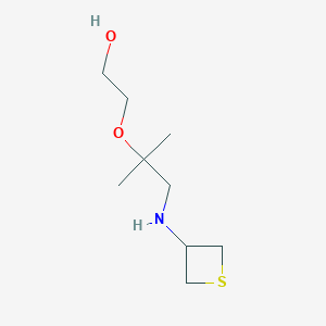 molecular formula C9H19NO2S B13010155 2-((2-Methyl-1-(thietan-3-ylamino)propan-2-yl)oxy)ethan-1-ol 