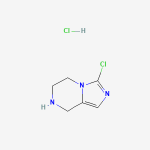 molecular formula C6H9Cl2N3 B13010327 3-Chloro-5,6,7,8-tetrahydroimidazo[1,5-a]pyrazine hydrochloride 