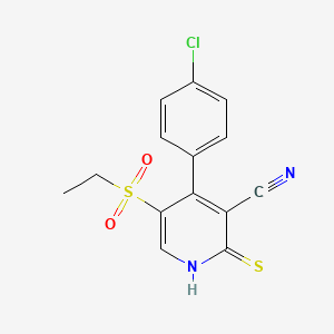 molecular formula C14H11ClN2O2S2 B13010447 4-(4-Chlorophenyl)-5-(ethylsulfonyl)-2-thioxo-1,2-dihydropyridine-3-carbonitrile 