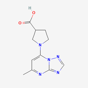 molecular formula C11H13N5O2 B13010483 1-(5-Methyl-[1,2,4]triazolo[1,5-a]pyrimidin-7-yl)pyrrolidine-3-carboxylic acid 