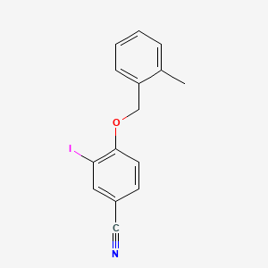 molecular formula C15H12INO B13010497 3-Iodo-4-((2-methylbenzyl)oxy)benzonitrile 