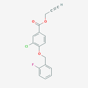 molecular formula C17H12ClFO3 B13010517 Prop-2-yn-1-yl 3-chloro-4-((2-fluorobenzyl)oxy)benzoate 