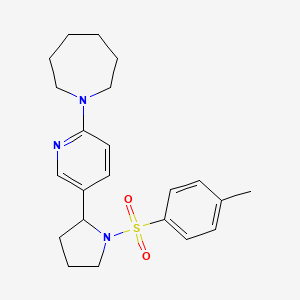 molecular formula C22H29N3O2S B13010523 1-(5-(1-Tosylpyrrolidin-2-yl)pyridin-2-yl)azepane 