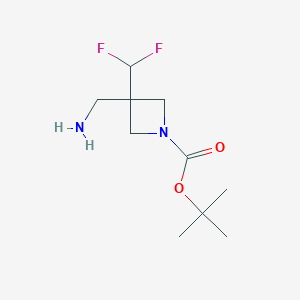 molecular formula C10H18F2N2O2 B13010541 Tert-butyl 3-(aminomethyl)-3-(difluoromethyl)azetidine-1-carboxylate 