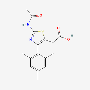 molecular formula C16H18N2O3S B13010562 2-(2-Acetamido-4-mesitylthiazol-5-yl)acetic acid 