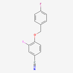 molecular formula C14H9FINO B13010568 4-((4-Fluorobenzyl)oxy)-3-iodobenzonitrile 