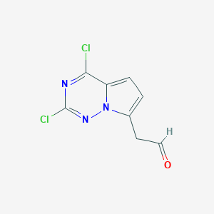 molecular formula C8H5Cl2N3O B13010619 2-(2,4-Dichloropyrrolo[2,1-f][1,2,4]triazin-7-yl)acetaldehyde 