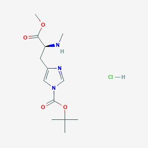 molecular formula C13H22ClN3O4 B13010624 H-N-Me-His(Boc)-OMe.HCl 