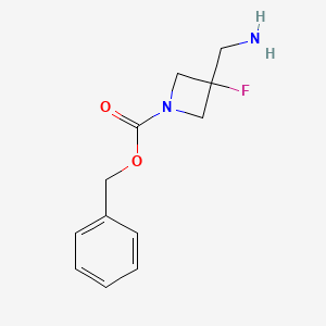 molecular formula C12H15FN2O2 B13010631 Benzyl 3-(aminomethyl)-3-fluoroazetidine-1-carboxylate 