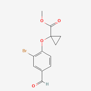 molecular formula C12H11BrO4 B13010636 Methyl 1-(2-bromo-4-formylphenoxy)cyclopropanecarboxylate 