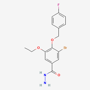 molecular formula C16H16BrFN2O3 B13010639 3-Bromo-5-ethoxy-4-((4-fluorobenzyl)oxy)benzohydrazide 