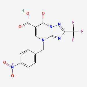 molecular formula C14H8F3N5O5 B13010644 4-(4-Nitrobenzyl)-7-oxo-2-(trifluoromethyl)-4,7-dihydro-[1,2,4]triazolo[1,5-a]pyrimidine-6-carboxylic acid 