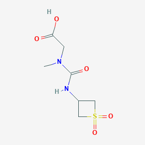 molecular formula C7H12N2O5S B13010677 N-((1,1-Dioxidothietan-3-yl)carbamoyl)-N-methylglycine 