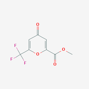 molecular formula C8H5F3O4 B13010719 Methyl 4-oxo-6-(trifluoromethyl)-4H-pyran-2-carboxylate 