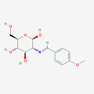 molecular formula C14H19NO6 B13010767 (2R,3R,4R,5S,6R)-6-(hydroxymethyl)-3-[(4-methoxyphenyl)methylideneamino]oxane-2,4,5-triol 