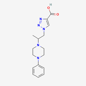 molecular formula C16H21N5O2 B13010799 1-(2-(4-Phenylpiperazin-1-yl)propyl)-1H-1,2,3-triazole-4-carboxylic acid 