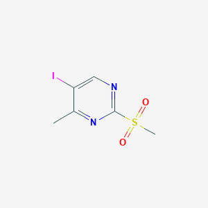 molecular formula C6H7IN2O2S B13010836 5-Iodo-4-methyl-2-(methylsulfonyl)pyrimidine 