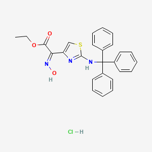 molecular formula C26H24ClN3O3S B13010840 (Z)-Ethyl 2-(hydroxyimino)-2-(2-(tritylamino)thiazol-4-yl)acetate hydrochloride 