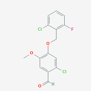 molecular formula C15H11Cl2FO3 B13010852 2-Chloro-4-((2-chloro-6-fluorobenzyl)oxy)-5-methoxybenzaldehyde 