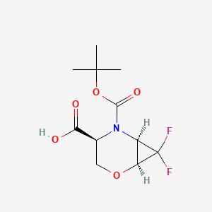 molecular formula C11H15F2NO5 B13010908 (1S,4S,6R)-5-[(tert-butoxy)carbonyl]-7,7-difluoro-2-oxa-5-azabicyclo[4.1.0]heptane-4-carboxylic acid 