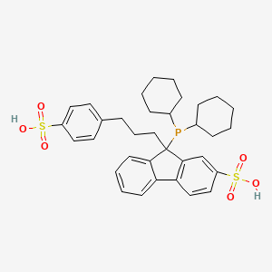 molecular formula C34H41O6PS2 B13010970 9-(Dicyclohexylphosphino)-9-[3-(4-sulfophenyl)propyl]-9H-fluorene-2-sulfonic acid CAS No. 1020540-69-5