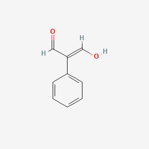 molecular formula C9H8O2 B13011097 3-Hydroxy-2-phenyl-propenal 