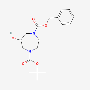 molecular formula C18H26N2O5 B13011328 1-Benzyl 4-tert-butyl 6-hydroxy-1,4-diazepane-1,4-dicarboxylate 