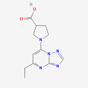 molecular formula C12H15N5O2 B13011447 1-(5-Ethyl-[1,2,4]triazolo[1,5-a]pyrimidin-7-yl)pyrrolidine-3-carboxylic acid 