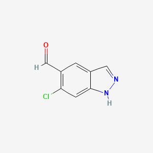 molecular formula C8H5ClN2O B13011556 6-chloro-1H-indazole-5-carbaldehyde 