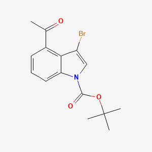 molecular formula C15H16BrNO3 B13011697 tert-Butyl 4-acetyl-3-bromo-1H-indole-1-carboxylate 