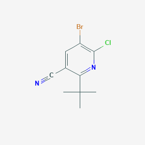 molecular formula C10H10BrClN2 B13011711 5-Bromo-2-(tert-butyl)-6-chloronicotinonitrile 