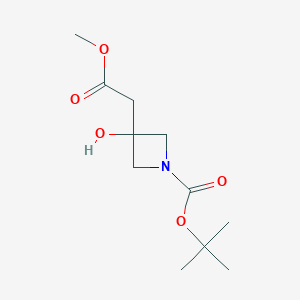 molecular formula C11H19NO5 B13011723 Tert-butyl 3-hydroxy-3-(2-methoxy-2-oxoethyl)azetidine-1-carboxylate 