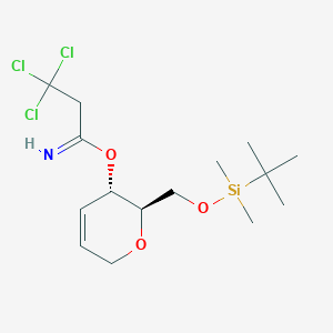 molecular formula C15H26Cl3NO3Si B13011792 (2R,3S)-2-(((tert-Butyldimethylsilyl)oxy)methyl)-3,6-dihydro-2H-pyran-3-yl3,3,3-trichloropropanimidate 