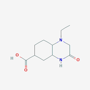 molecular formula C11H18N2O3 B13011793 1-Ethyl-3-oxo-decahydroquinoxaline-6-carboxylic acid 