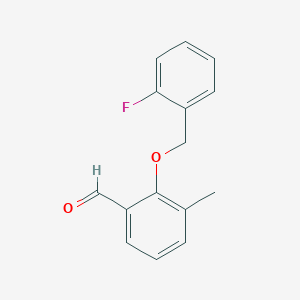 molecular formula C15H13FO2 B13011926 2-((2-Fluorobenzyl)oxy)-3-methylbenzaldehyde 