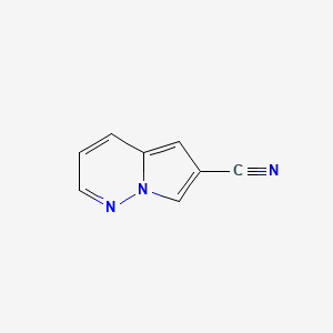 molecular formula C8H5N3 B13011994 Pyrrolo[1,2-b]pyridazine-6-carbonitrile 