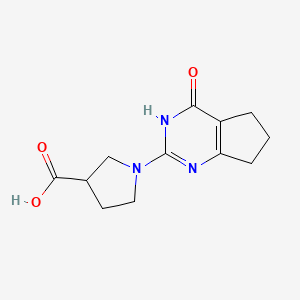 molecular formula C12H15N3O3 B13012150 1-(4-Oxo-4,5,6,7-tetrahydro-3H-cyclopenta[d]pyrimidin-2-yl)pyrrolidine-3-carboxylic acid 