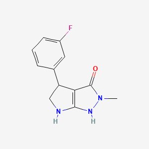 molecular formula C12H12FN3O B13012167 4-(3-Fluorophenyl)-2-methyl-2,4,5,6-tetrahydropyrrolo[2,3-c]pyrazol-3-ol 