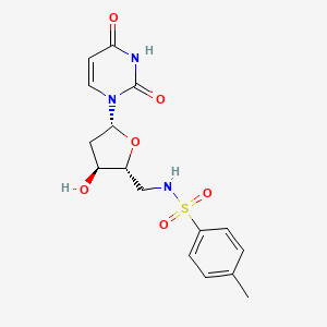 molecular formula C16H19N3O6S B13012215 Uridine, 2',5'-dideoxy-5'-[[(4-methylphenyl)sulfonyl]amino]- 