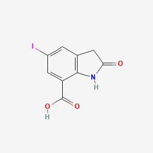 molecular formula C9H6INO3 B13012230 5-Iodo-2-oxoindoline-7-carboxylic acid 